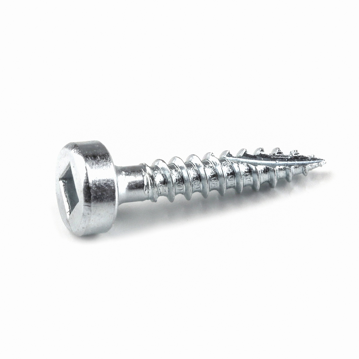 Kreg SML-F125-1200 Pocket-Hole Screws Zinc Coated close-up showing the square drive head and self-tapping point for indoor woodworking and cabinet assembly