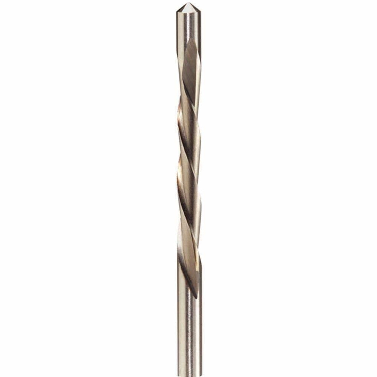 Close-up of a Rotozip GP8 1/8 in. Drywall Guidepoint Cutting Bit showing the pointed tip and spiral flute detail for drywall routing work