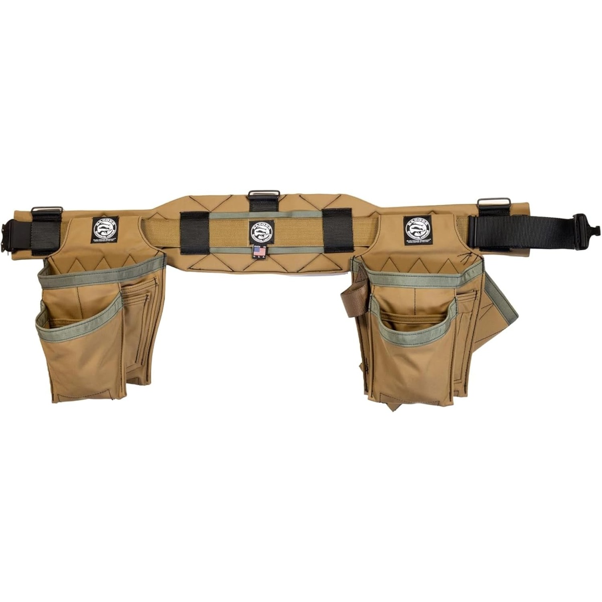 Occidental Leather Badger Trimmer Set tool belt shown front view with dual pouches and contoured belt on a clean background for trim carpentry and jobsite tool organization
