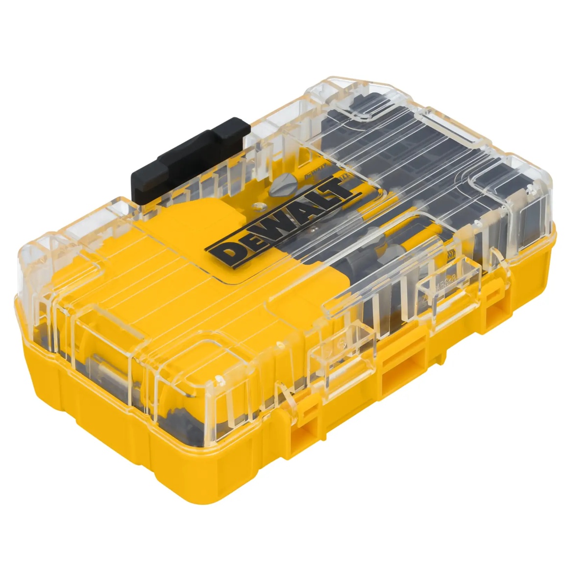 DeWalt Maxfit Ultra Screwdriving Set 50-Piece compact storage case viewed at an angle for carrying to fastening, installation, and repair work