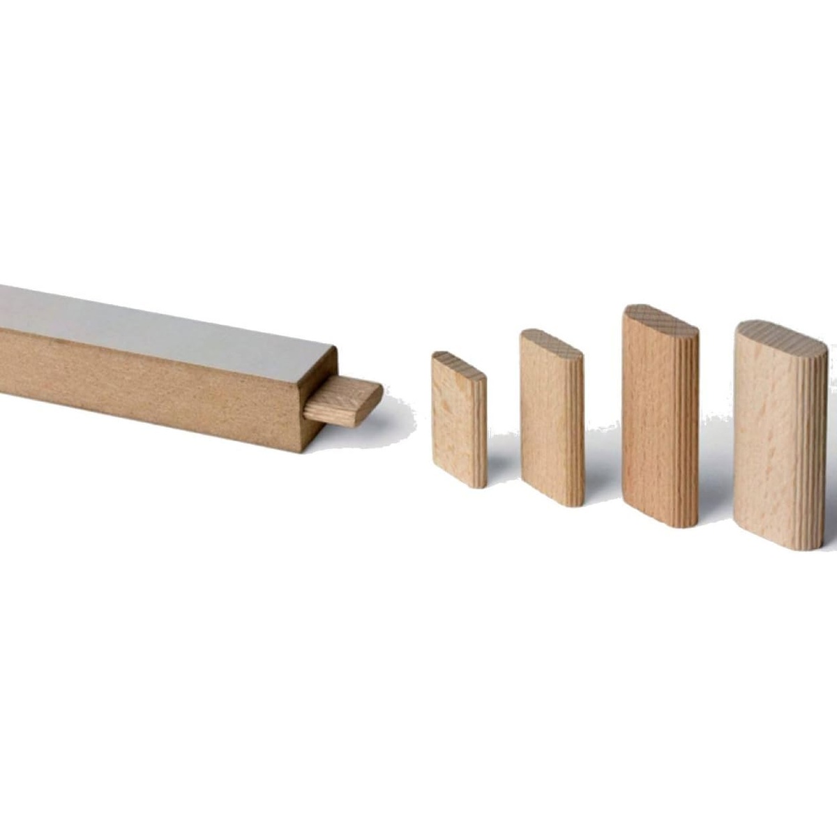 CMT 380.060.11 Solid Carbide Bit for Domino Jointing Machines shown through its joinery result with loose tenons fitted into routed wood mortises for cabinet and furniture assembly