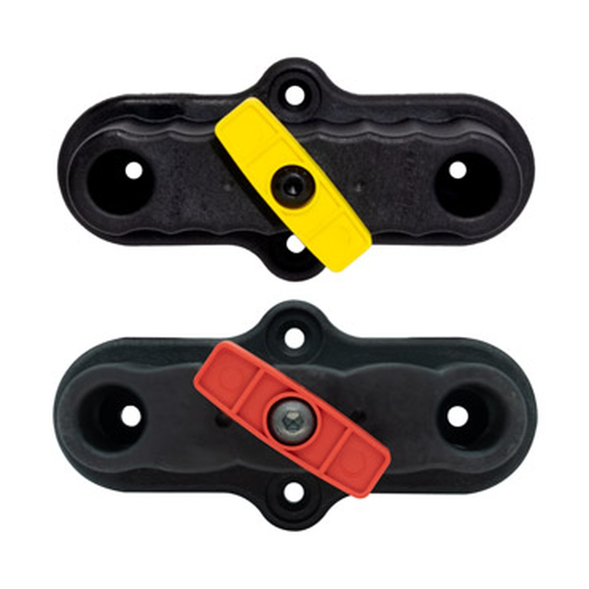 FastCap Level Rack level holder shown in two handle versions for Stabila levels, displayed as compact wall-mount storage hardware for shop or truck organization