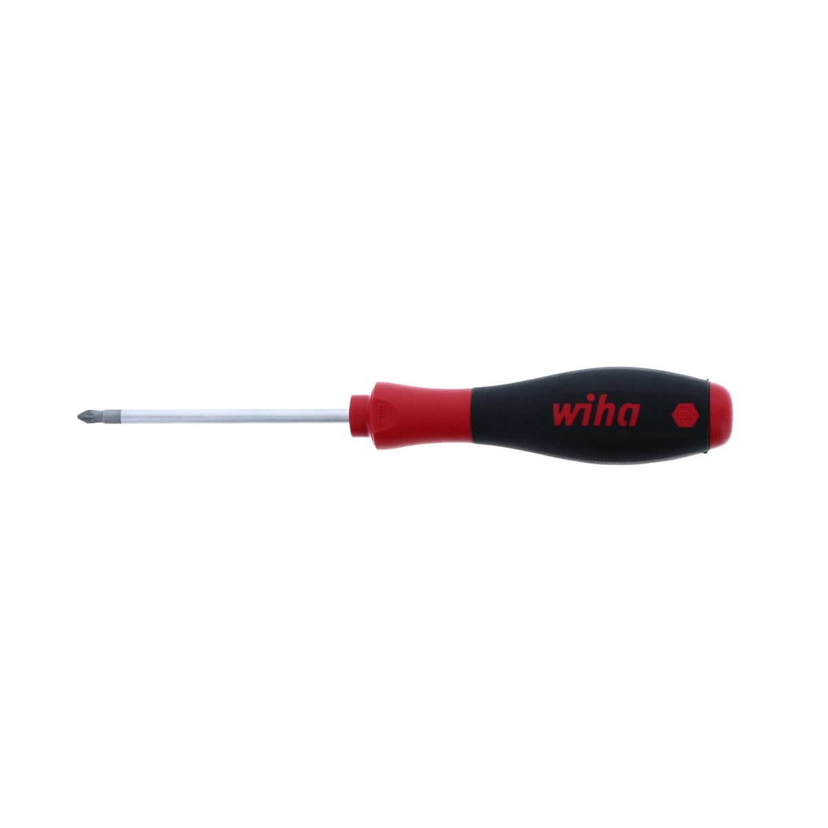 Wiha 31310 SoftFinish Pozidriv Screwdriver #1 x 80mm side profile showing full handle and blade for manual fastening work on equipment and hardware