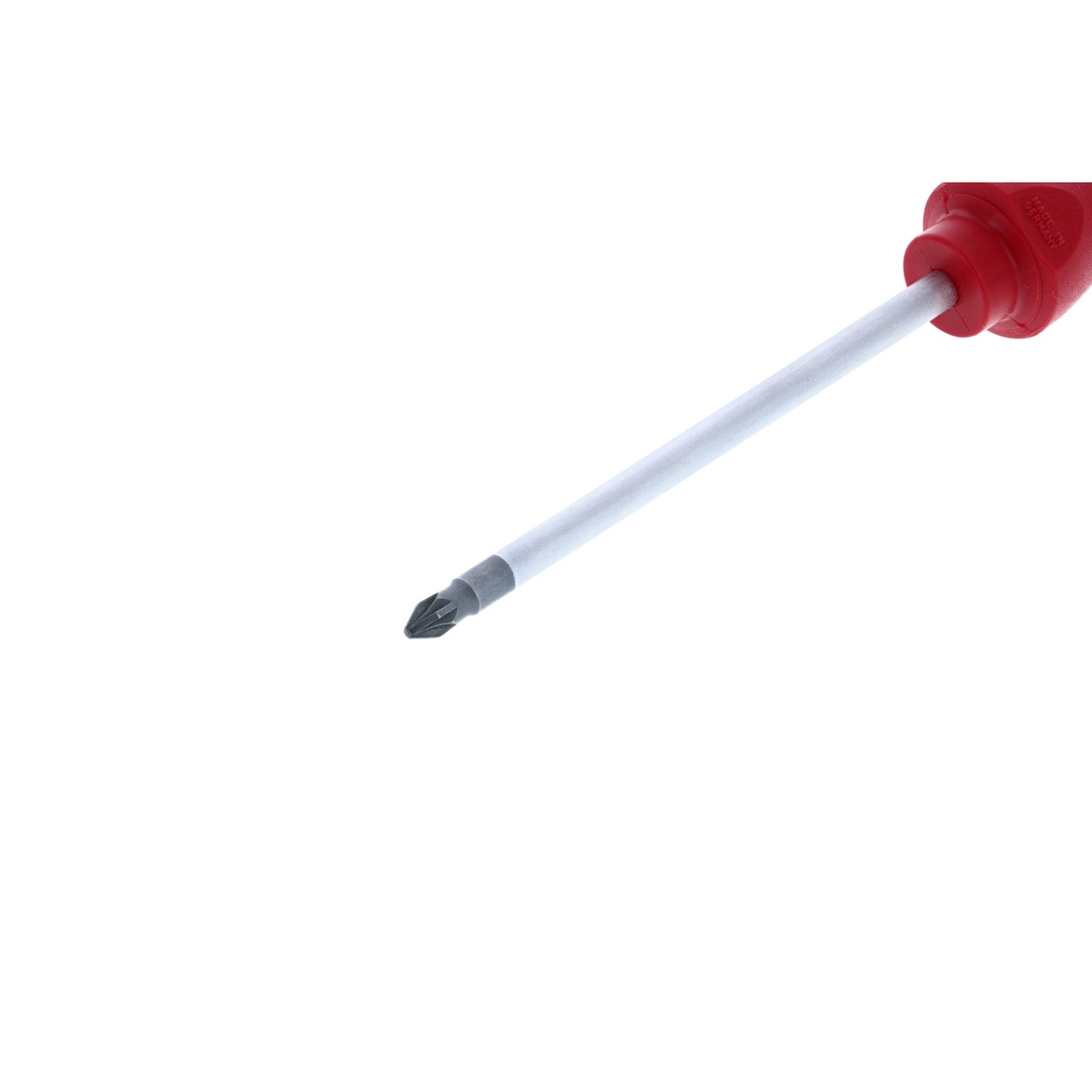 Wiha 31310 SoftFinish Pozidriv Screwdriver #1 x 80mm close-up of the precision machined Pozidriv tip for exact screw engagement in service and assembly work