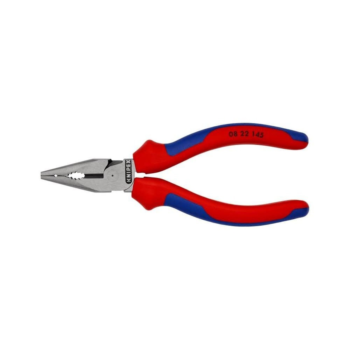 Knipex Needle Nose Combination Pliers 145mm shown from above on a clean background, highlighting the slim pointed jaws used for confined installation and repair work