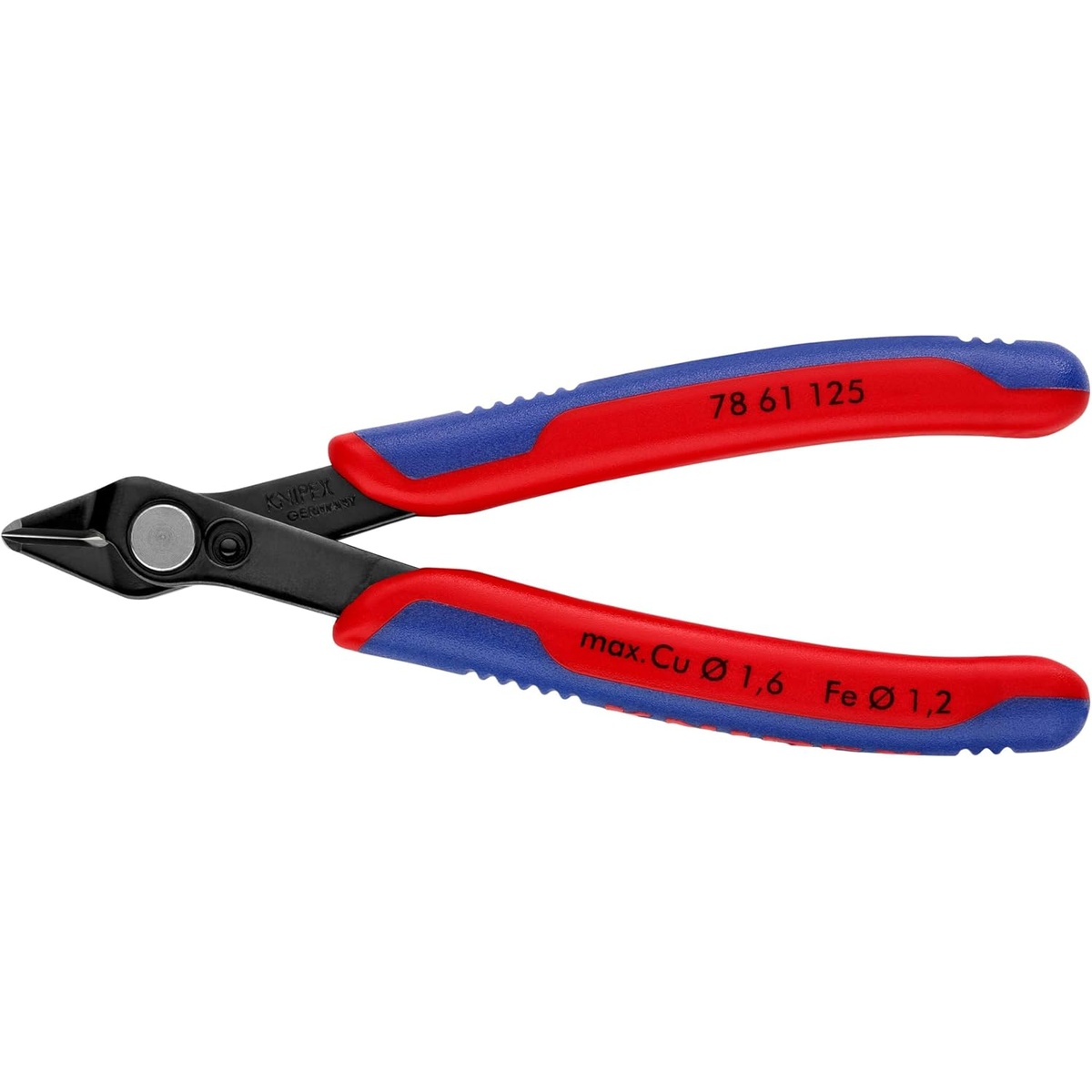 Knipex 78 61 125 SBA Electronics Super Knips product view showing compact flush cutter jaws and multi-component handles for precision wire cutting