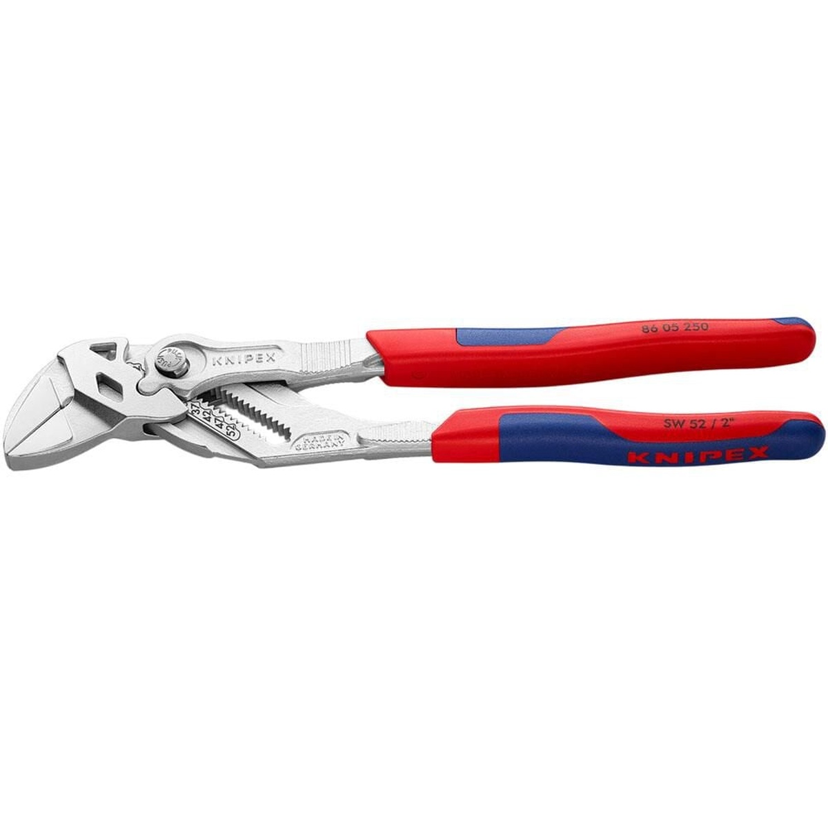 Knipex Pliers Wrench 250mm Chrome Plated Head product view showing forged chrome vanadium steel body and comfort grip handles
