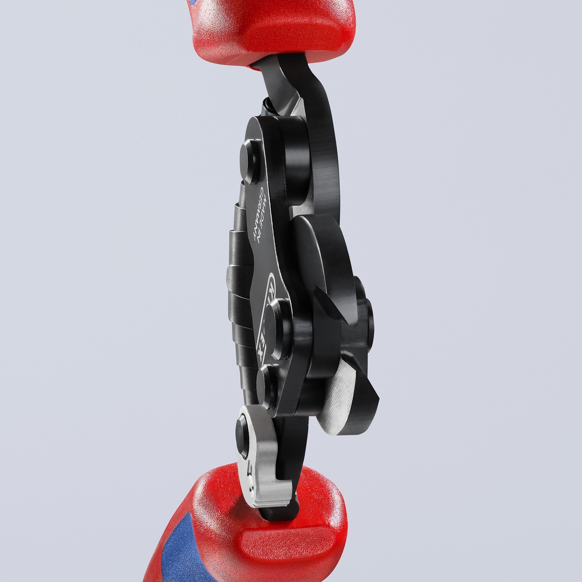 Side profile of Knipex 95 62 160 SBA wire rope shears showing compact cutting head and leverage mechanism on a clean background