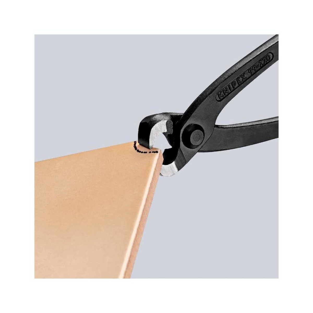 Knipex 99 01 220 SBA Concreter Nipper cutting wire at the edge of a panel during fastening and construction work
