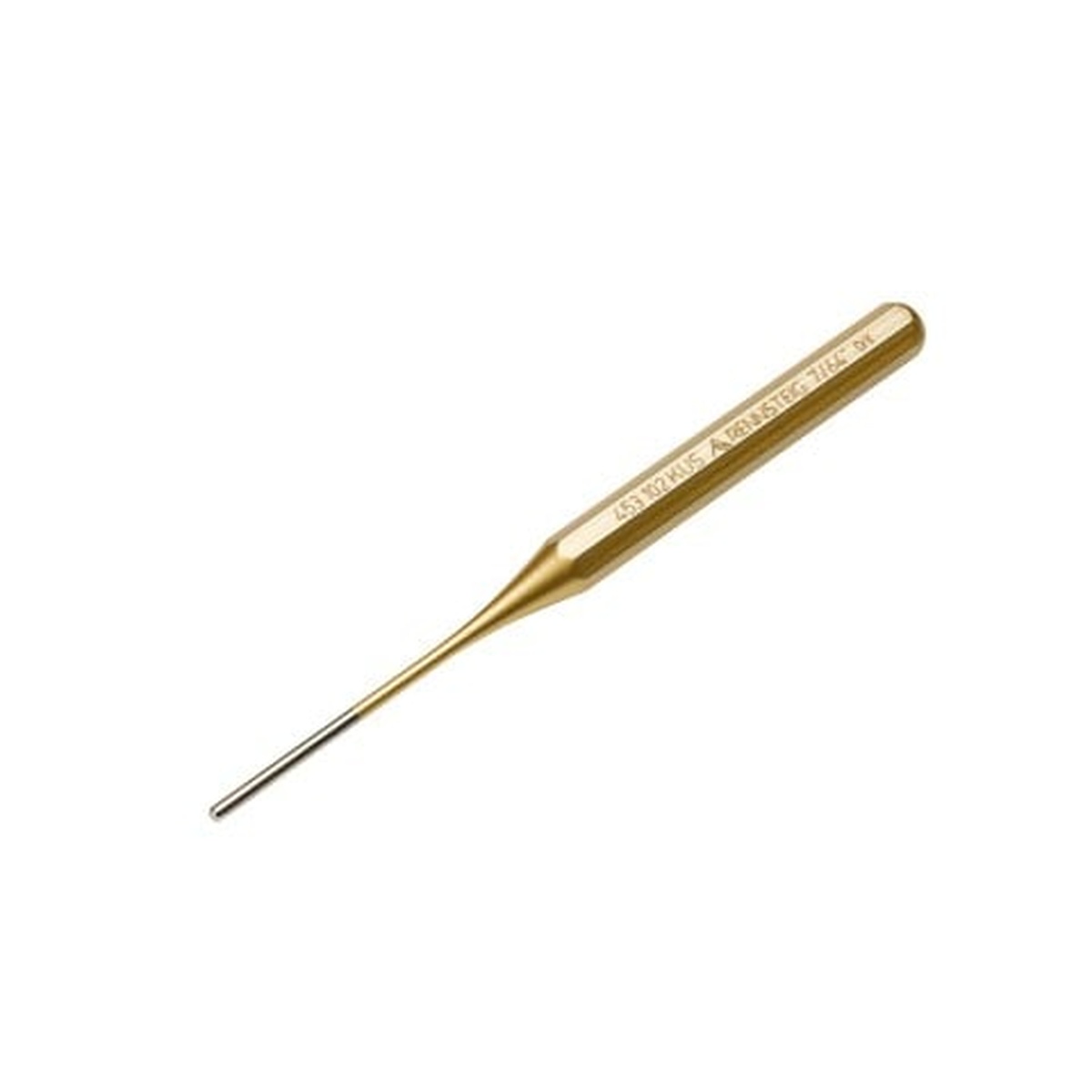 Knipex 9R 453 102 KUS 7/64 inch x 6 inch pin punch angled on a light background, showing the octagonal body that improves grip and helps keep the tool from rolling off the bench