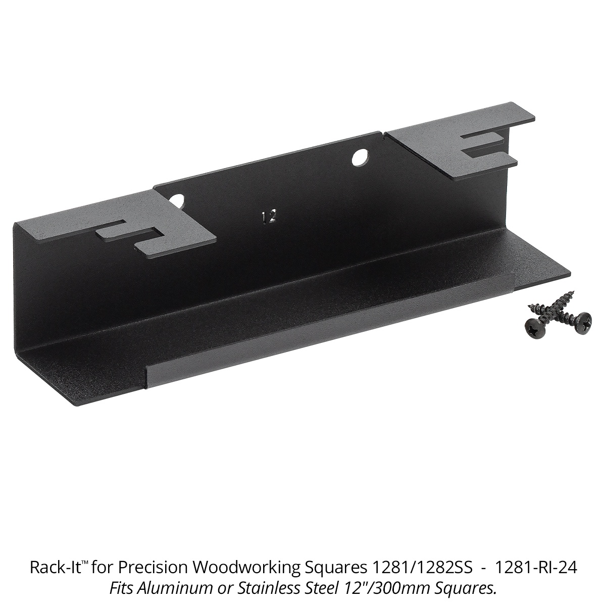 Woodpeckers 1281-RI-24 Rack-It for Precision Woodworking Squares mounted storage rack for 12 inch woodworking square organization in a shop