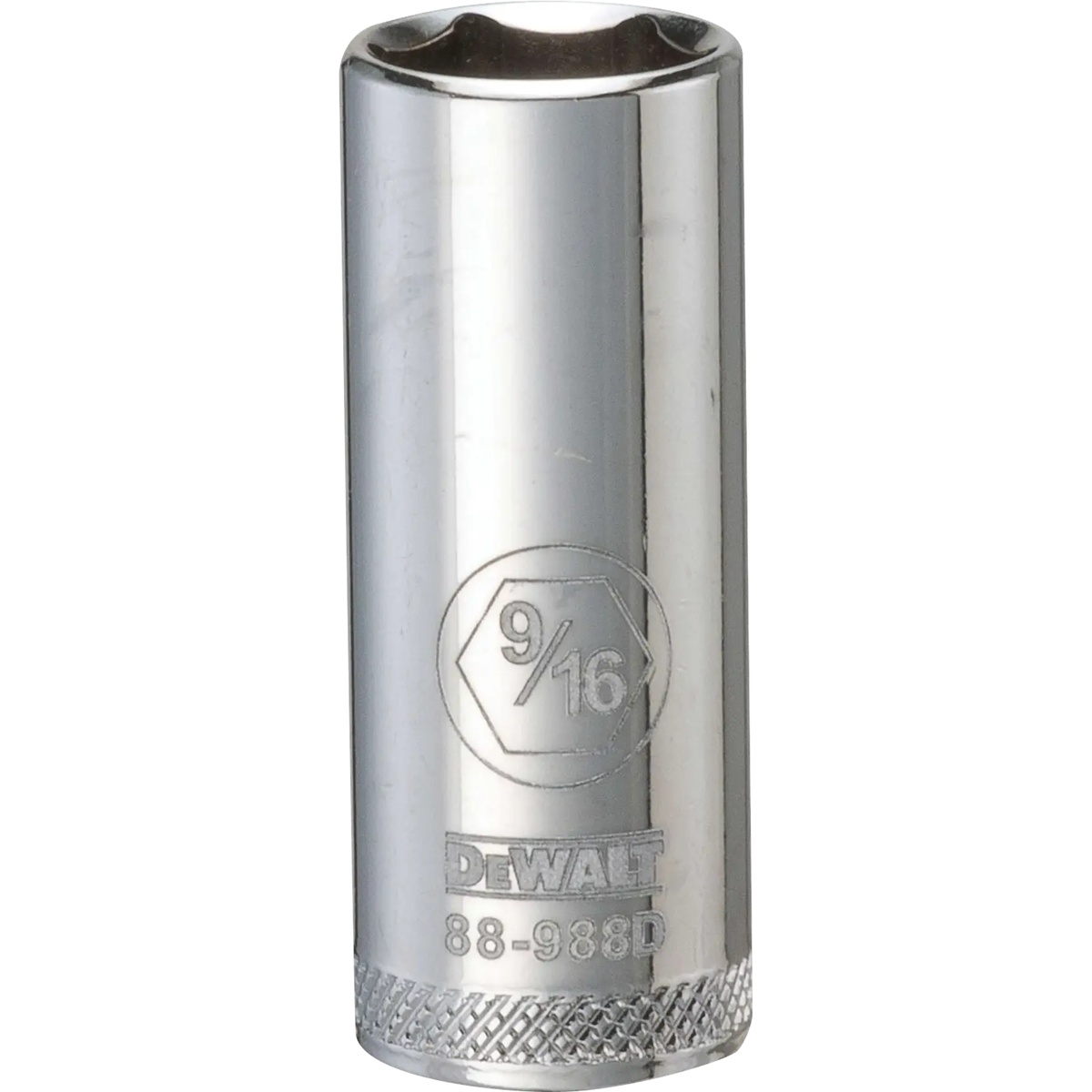 DeWalt DWMT88988OSP 3/8-In. (9.5mm) Drive 6-Point 9/16-In. (14mm) Standard SAE Deep Socket product view for ratchet fastening on recessed nuts and long threaded studs in shop or garage work