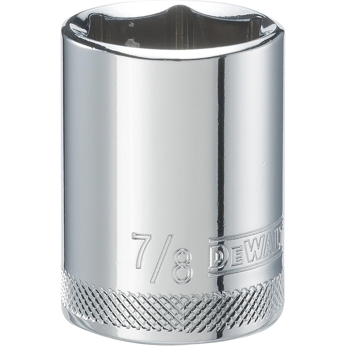DEWALT DWMT86452OSP 6 Point 1/2'' Drive Socket 7/8'' SAE polished chrome socket with knurled ring for automotive and mechanical fastening work