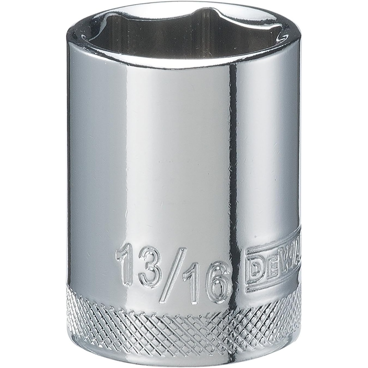 DEWALT DWMT86451OSP 6 Point 1/2'' Drive Socket 13/16'' SAE standard chrome socket for fastening and loosening hex fasteners in garage and shop repair work