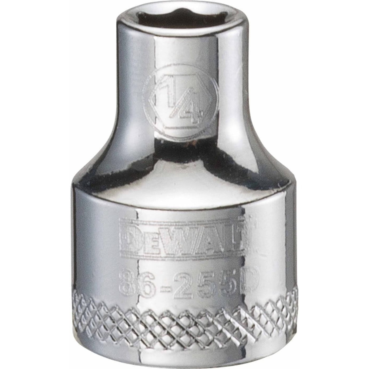 DEWALT 1/4 Inch - 3/8 Inch Drive 6-Point Metric Socket polished chrome hand socket for fastening and mechanical service work