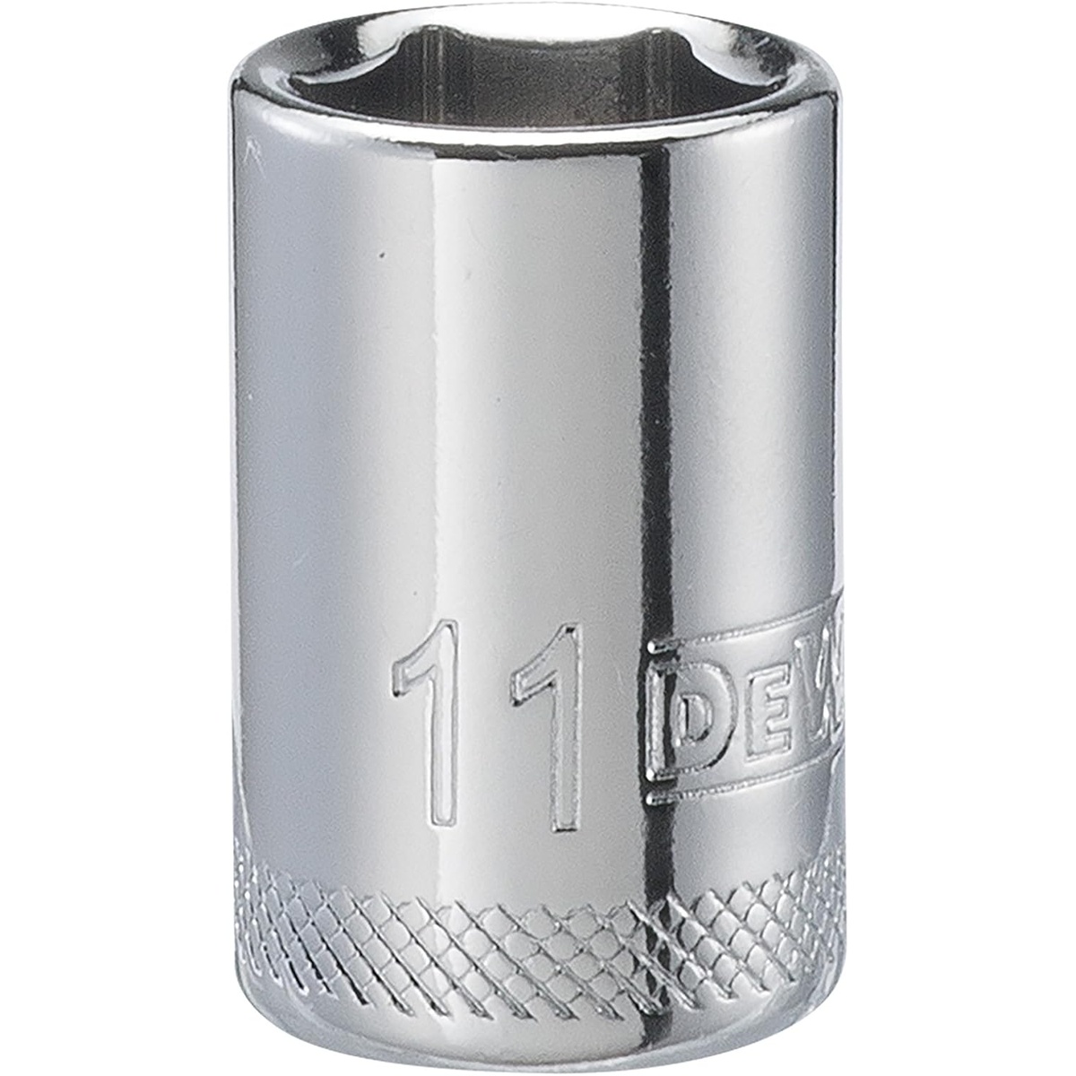 DEWALT DWMT86108OSP 6 Point 1/4 in. Drive Socket 11mm with polished chrome body and knurled ring for mechanic and automotive fastening work