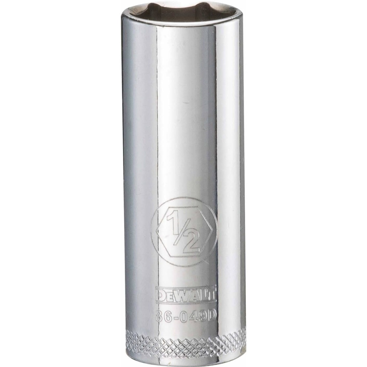 DEWALT 1/2 Inch - 1/4 Inch Drive 6-Point Imperial Deep Socket deep hand socket for fastening nuts on extended studs in mechanical repair work
