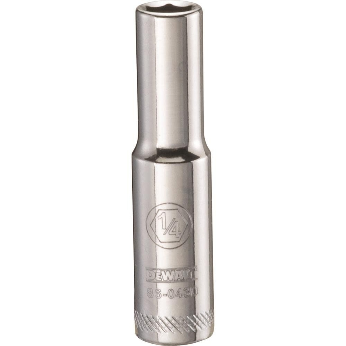 DeWalt DWMT86043OSP 6 Point 1/4 in Drive Deep Socket 1/4 in SAE deep well socket for recessed small fasteners in shop and garage repair work