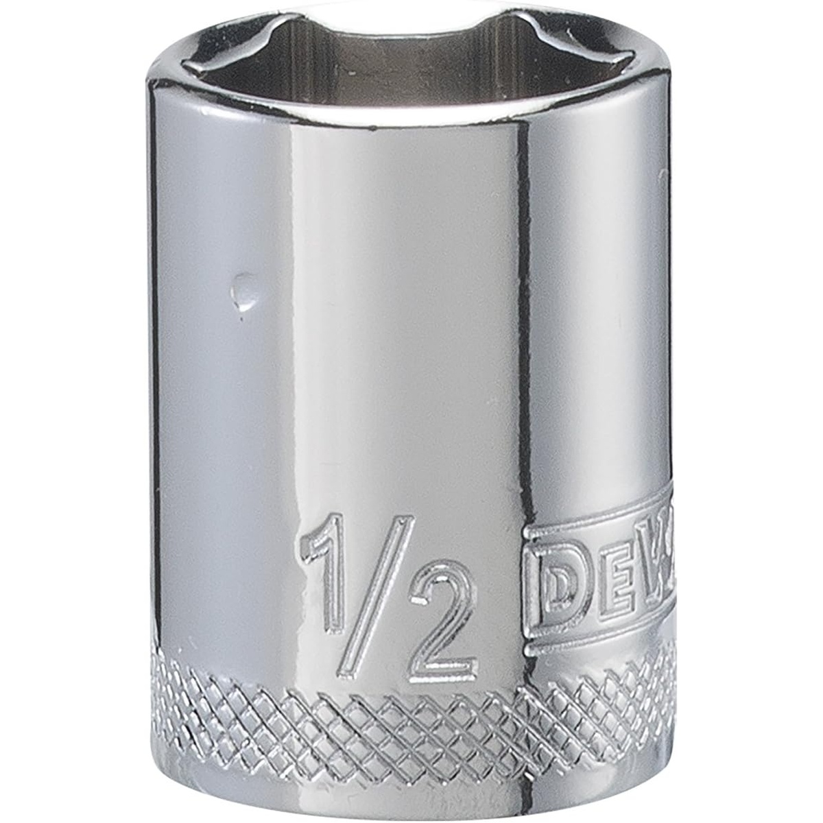 DEWALT DWMT86030OSP 6 Point 1/4'' Drive Socket 1/2'' SAE deep socket with hard-stamped size markings and knurled grip ring for automotive fastening and shop work