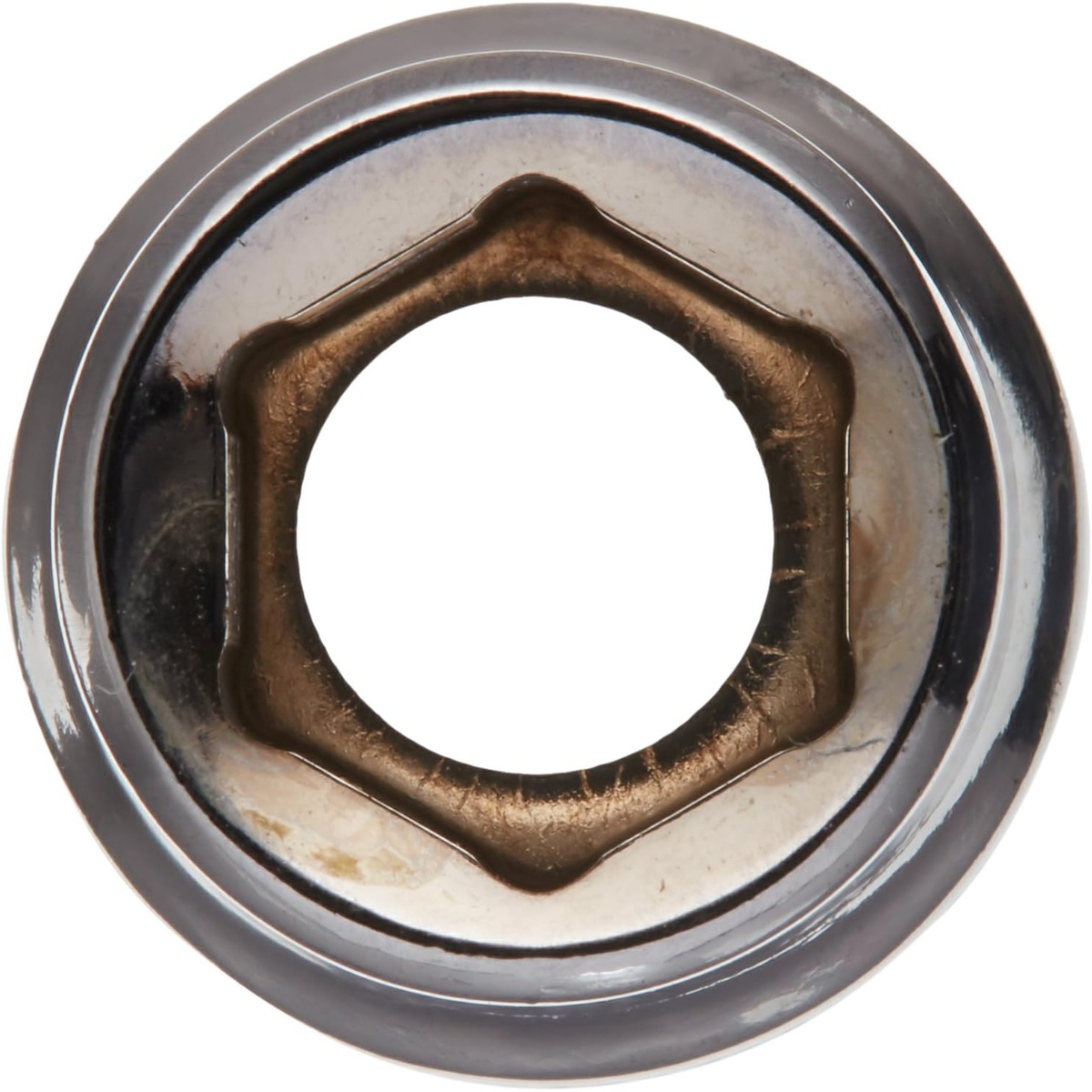 DEWALT DWMT86024OSP 6 Point 1/4 drive socket opening showing six point contact shape for use on SAE hex fasteners in automotive and equipment repair