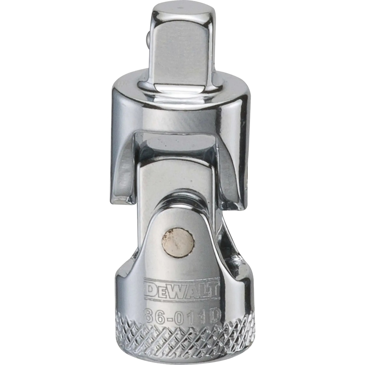 DEWALT DWMT86011OSP 1/4 in. Drive Universal Joint product shot showing the chrome universal joint socket accessory used for tight-access fastening with 1/4 inch drive hand tools