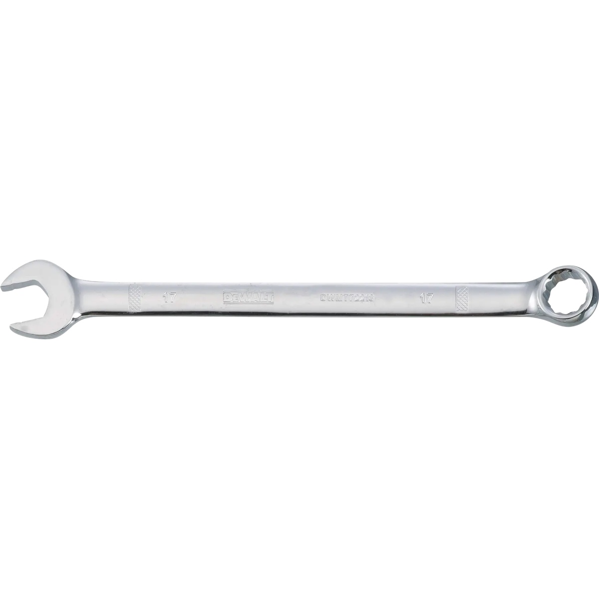 DeWalt DWMT72218OSP 17-mm Metric Combination Wrench shown as a full-length hand tool for turning 17 mm nuts and bolts in automotive and shop maintenance work