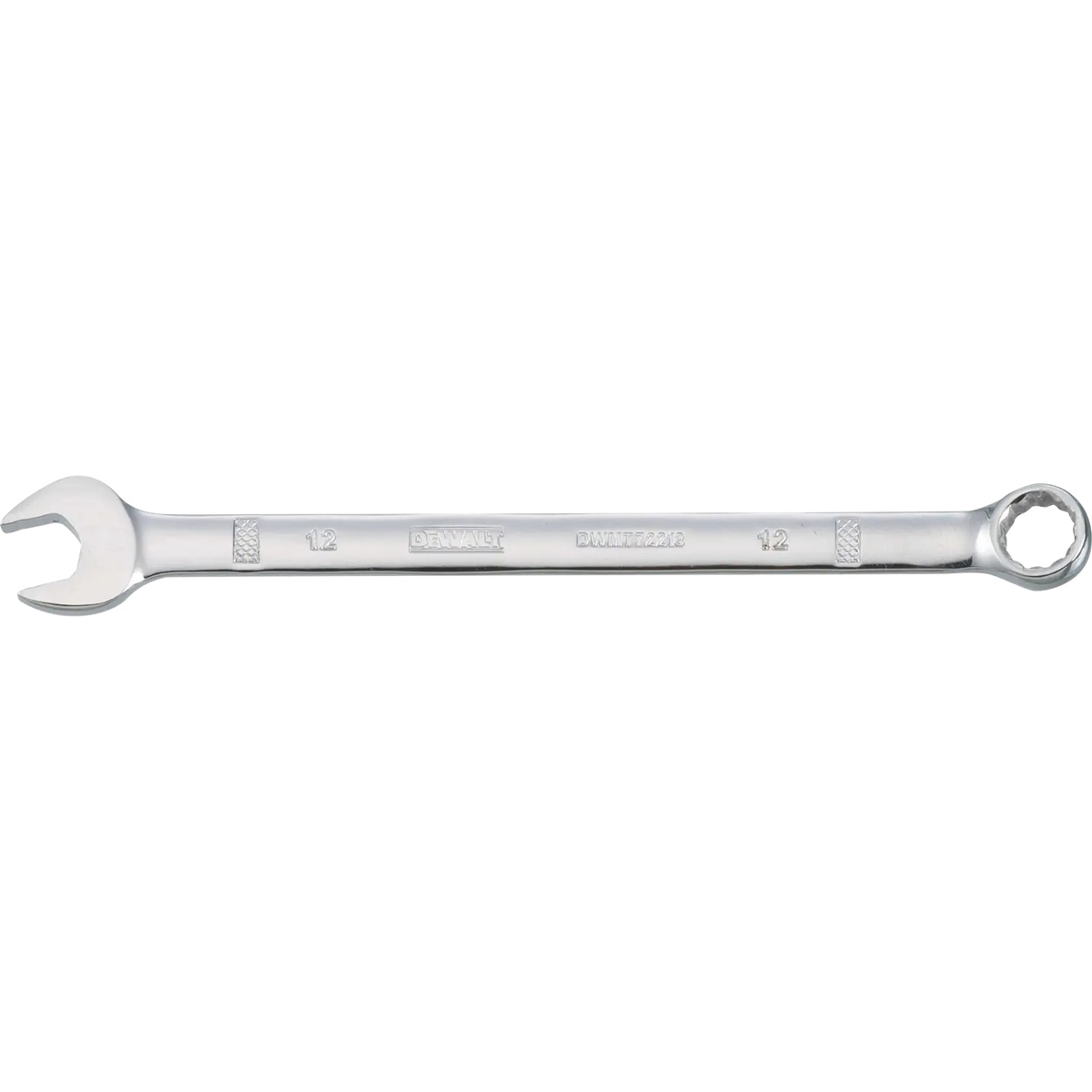 DeWalt DWMT72213OSP 12-mm Metric Combination Wrench shown as a full-length hand tool for mechanical fastening and service work on metric hardware