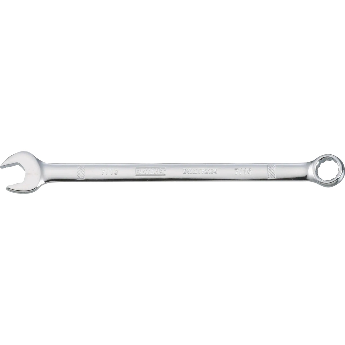 DeWalt DWMT72194OSP 7/16-In. 11mm combination wrench product view showing the open end and offset box end for fastening work in shop and mechanical repair settings