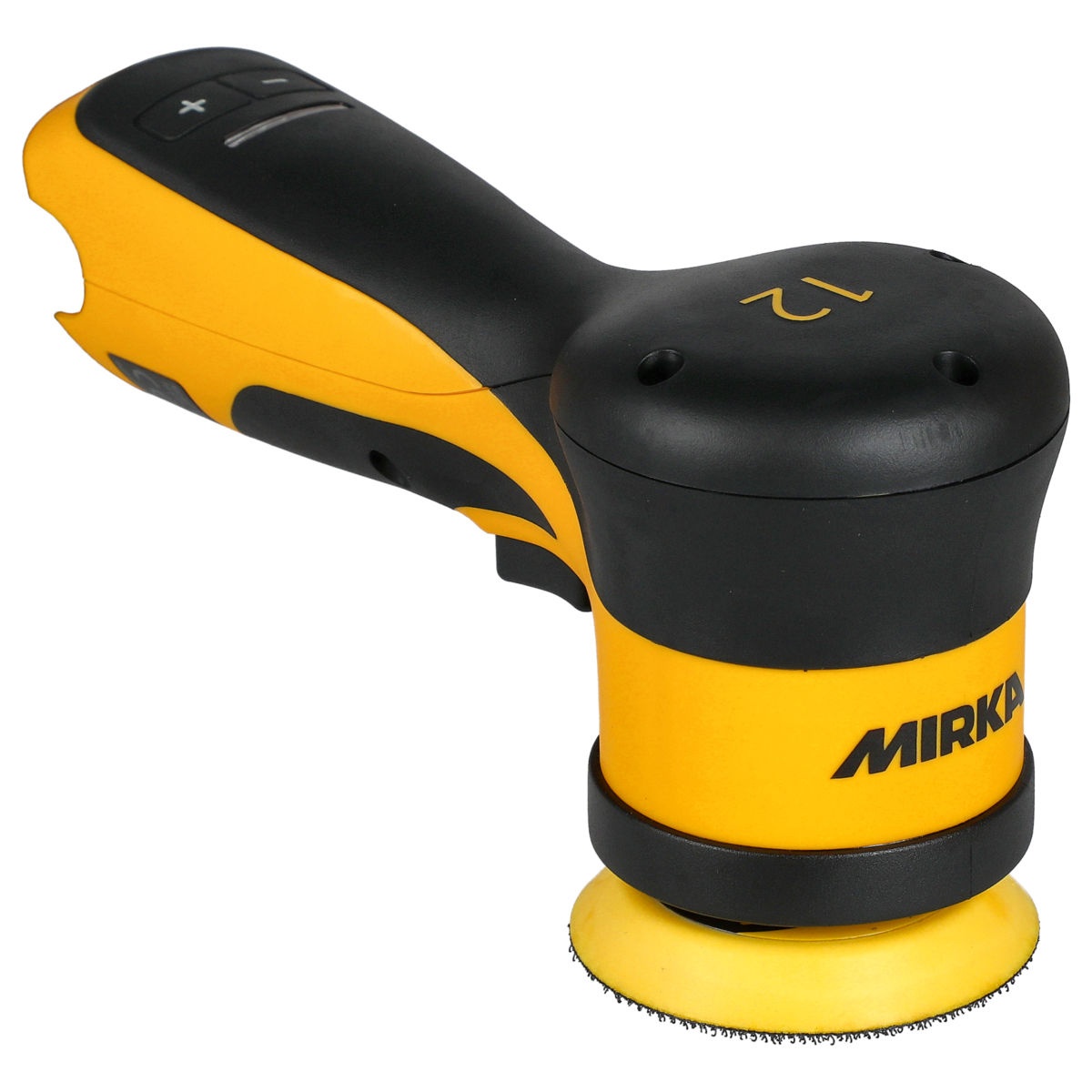 Mirka AROP312-B 3 inch angled battery polisher with 12 mm orbit and small backing pad for spot repair and finish polishing in automotive and detailed surface work