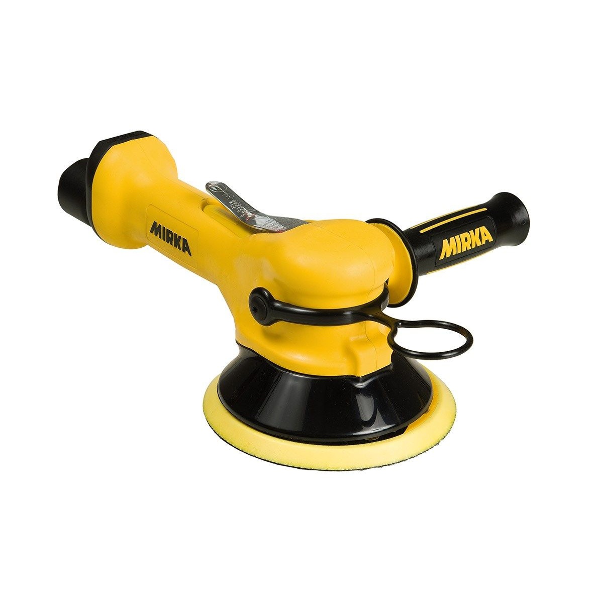 Mirka MR-610THCV 6 inch vac-ready air sander with central vacuum connection and side handle for dust-controlled shop sanding