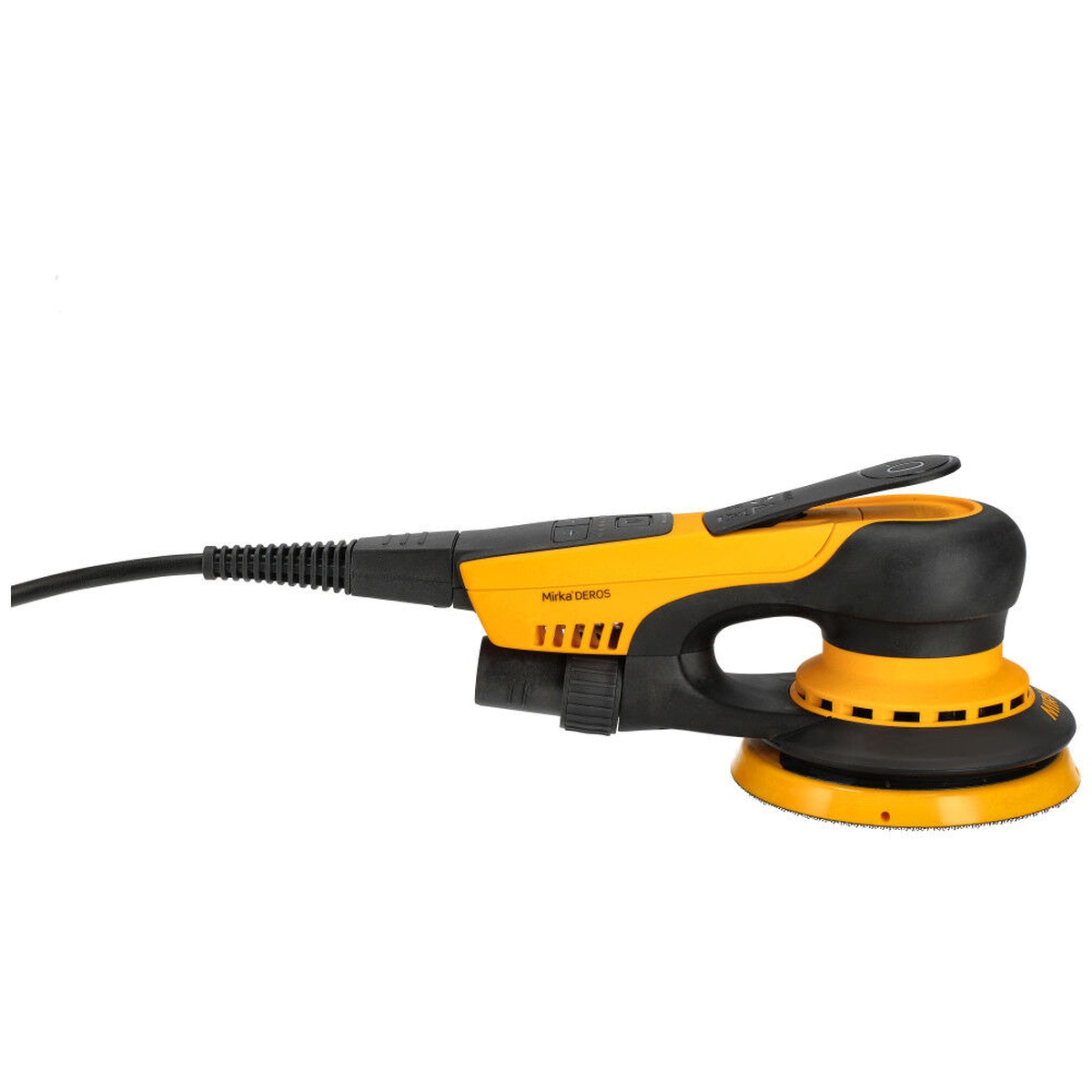 Mirka DEROS II 550X Electric Powered 5 Inch 5mm Orbital Sander with Case side profile for woodworking and automotive surface preparation tasks