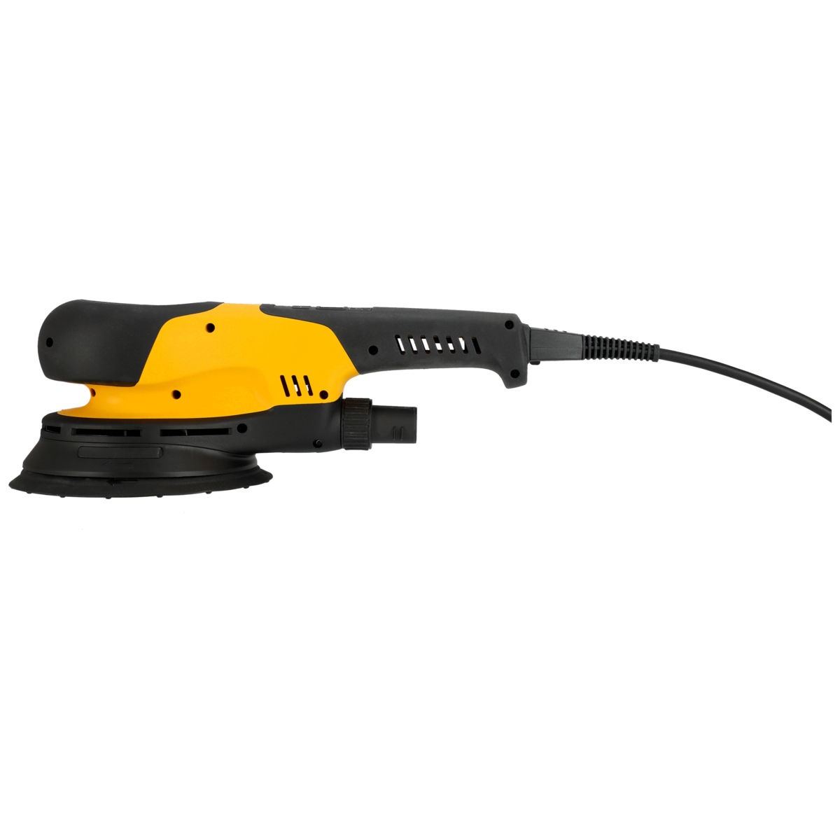 Mirka DEROS RS 600X 6 Inch Rotary Sander low-profile side view for extended sanding in shop and jobsite prep work
