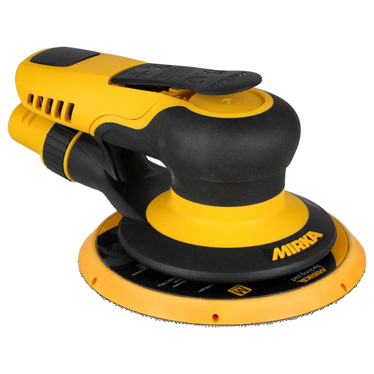 Mirka PROS 650CV pneumatic random orbital sander with 6 inch pad for dust-controlled sanding in automotive and woodworking finish prep