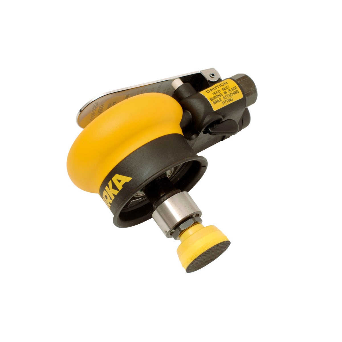 Mirka MROS150 1.25 inch Orbital Finish Sander close-up showing compact sanding pad assembly and detail-tool form factor