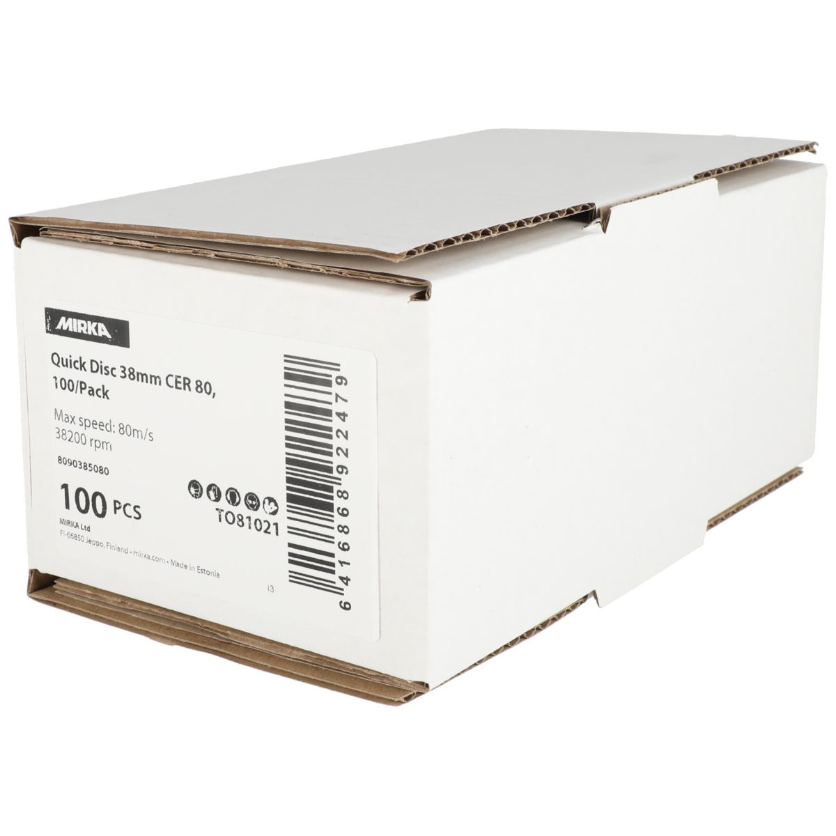 Mirka 1.5 Inch Quick Disc CER sanding disc 100 pack box for shop abrasive inventory and repeated grinding tasks