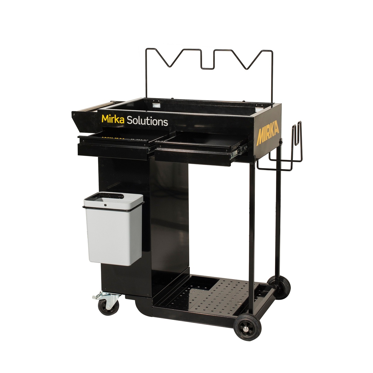 Mirka MAI-CART-912 Smart Cart/Solution Trolley with pull-out drawers and storage points for sanding tools and hoses in shop use