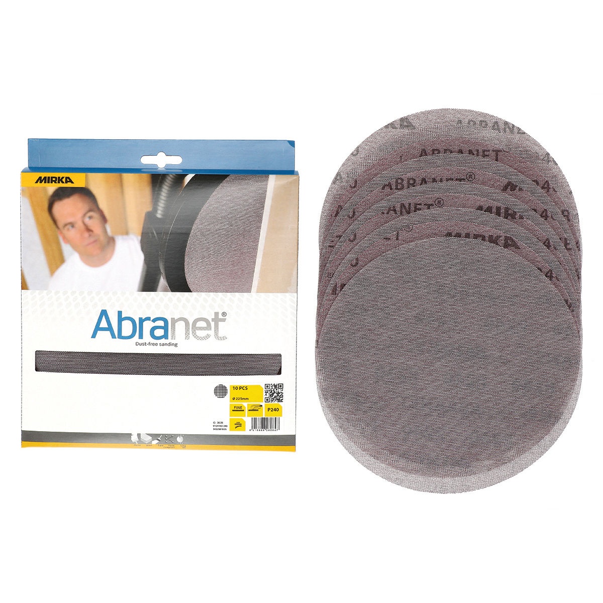 Mirka ABRANET 9 inch Grip Net Sanding Disc retail pack with multiple discs for shop sanding and refinishing