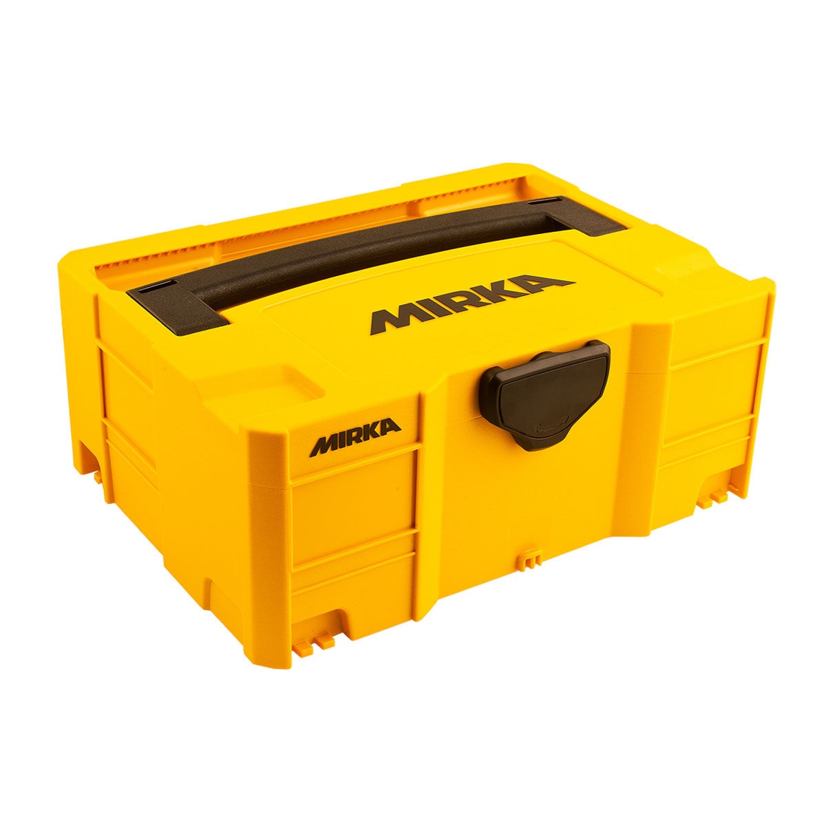 Mirka T-Loc Systainer Case yellow tool storage case with carrying handle and front latch for jobsite transport and shop organization