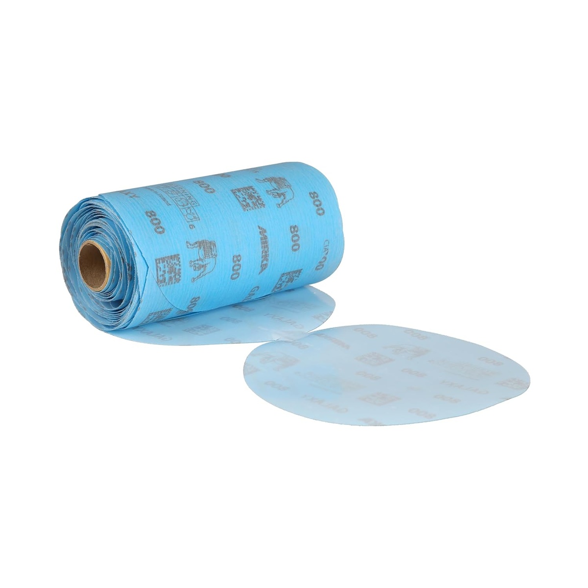 Mirka Galaxy Sandpaper 6 inch - Grit 800 PSA disc roll with peel-off self-adhesive backing for power sander finishing and surface prep work