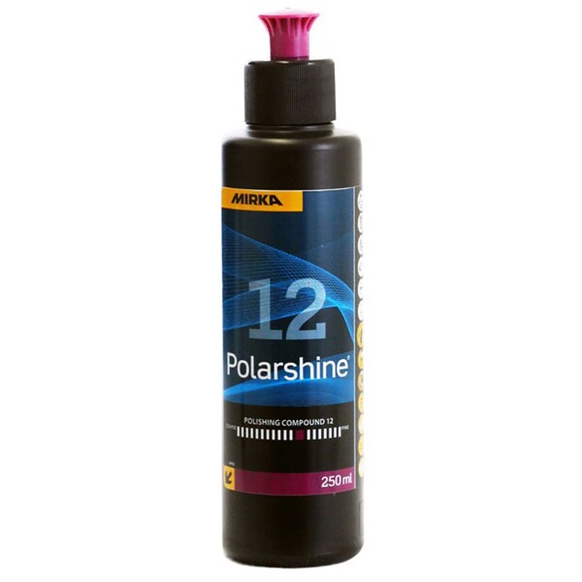 Mirka Polarshine Polish 12 5L polishing compound container for buffing and polishing work in a shop finishing setup