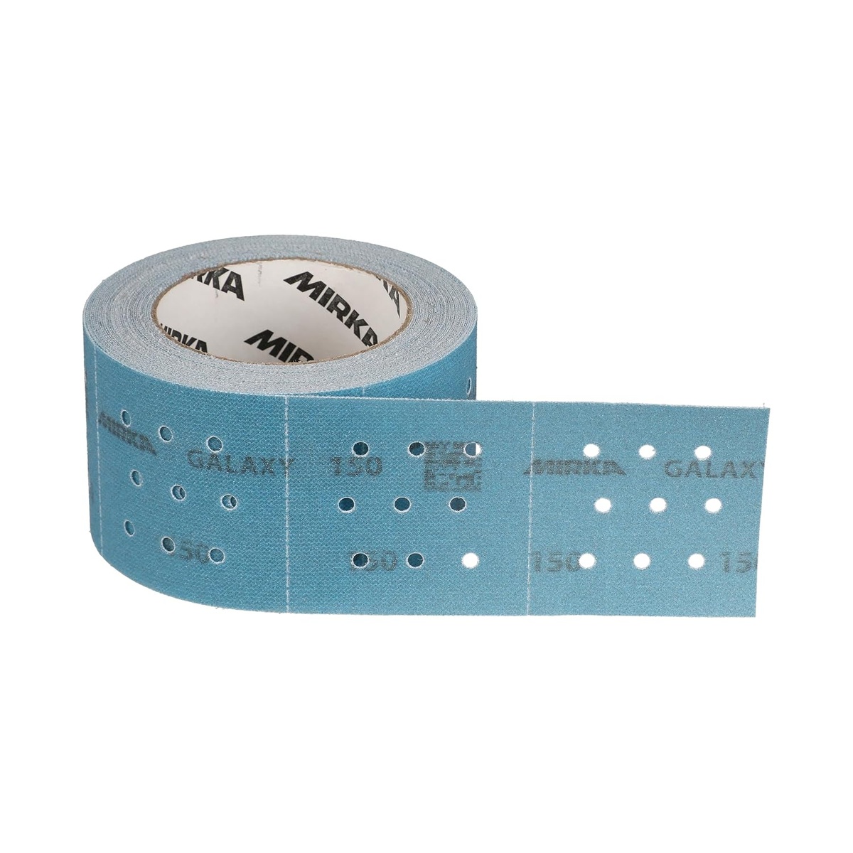 Mirka Galaxy Perforated Sanding Roll FY-570-150 with perforated 150 grit sanding sheets for hand sanding and sanding block use in woodworking and finish prep