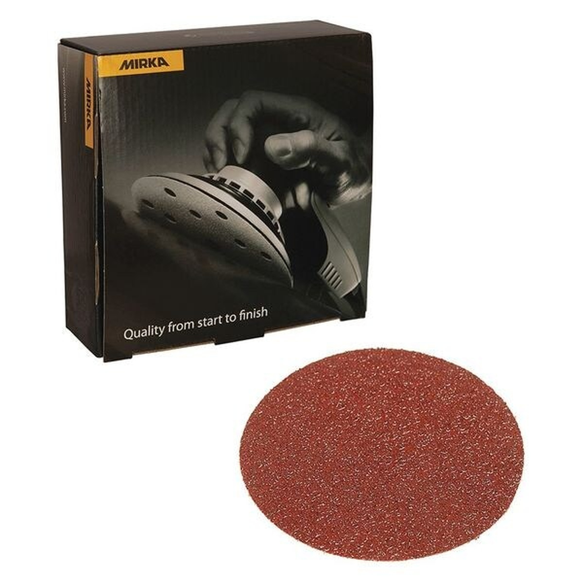 Mirka Coarse Cut Grip Disc 6 in P60 sanding disc with abrasive surface for coarse surface preparation and stock removal in shop sanding applications