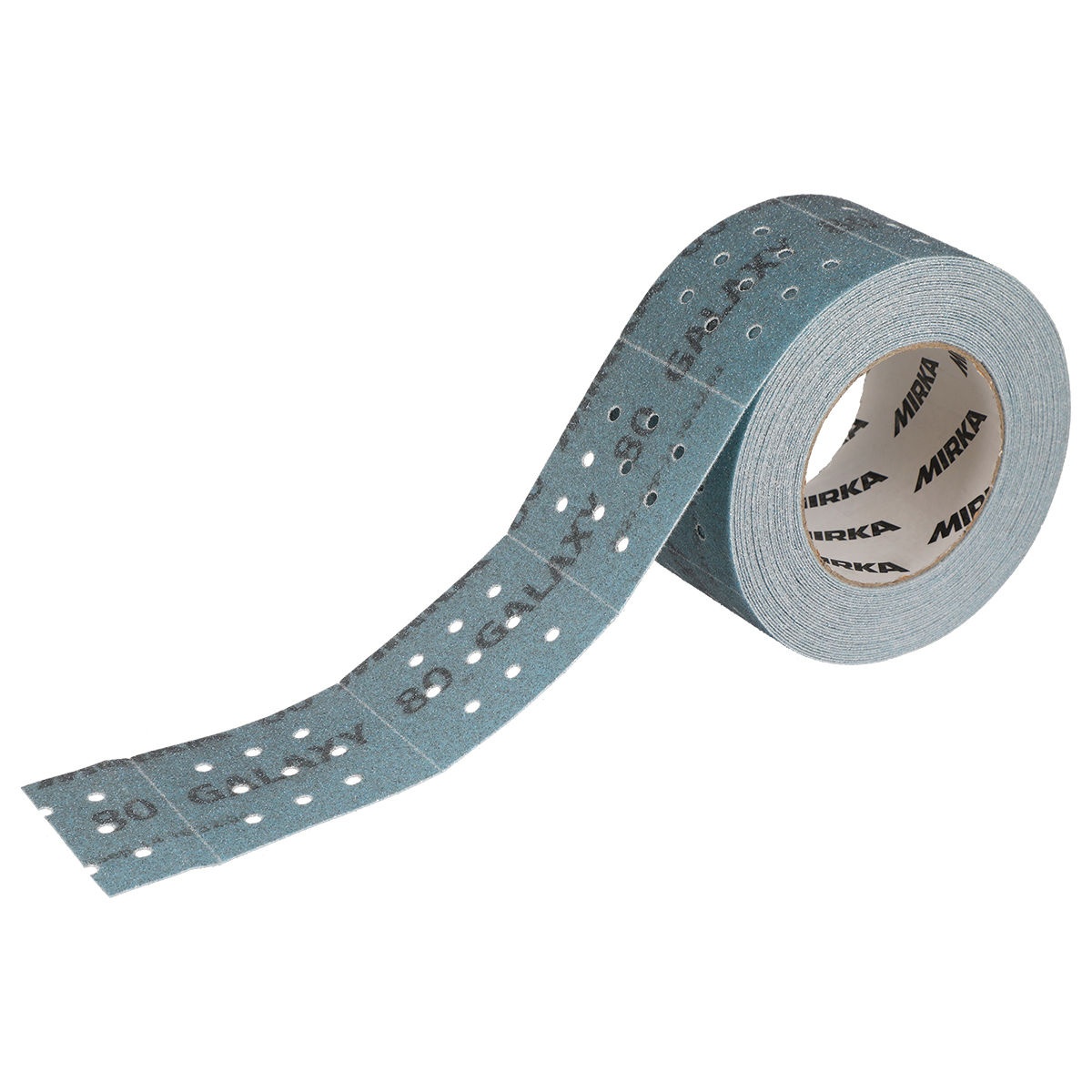 Mirka GALAXY 2.75 x 33.5 foot Perf-Roll Grip Multifit abrasive roll showing perforated strips for coarse sanding and stock removal