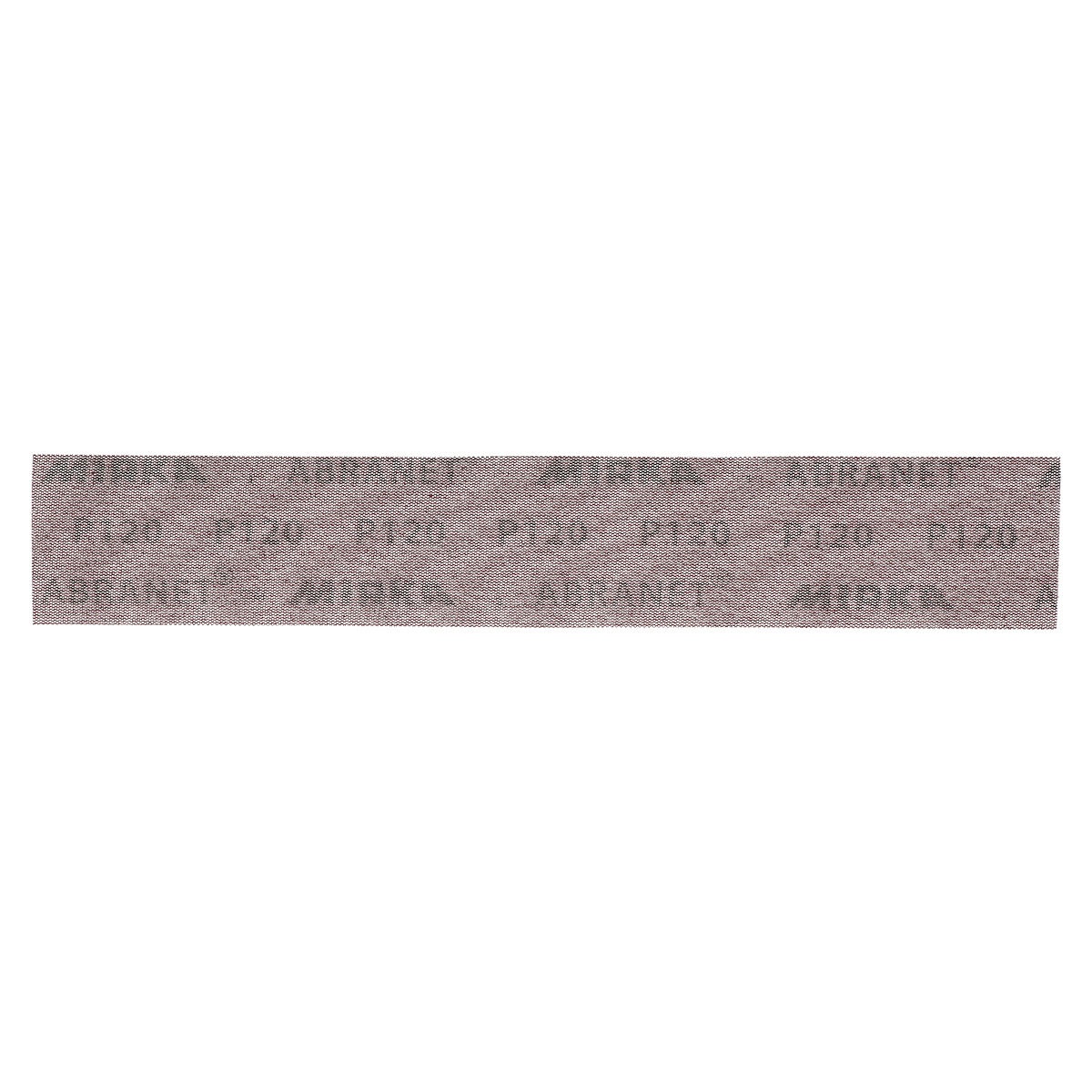 Mirka Abranet 2.75 x 16.5 in Grip Net Sanding Sheet P80 close-up showing mesh abrasive surface for dust-free sanding in shop surface preparation work