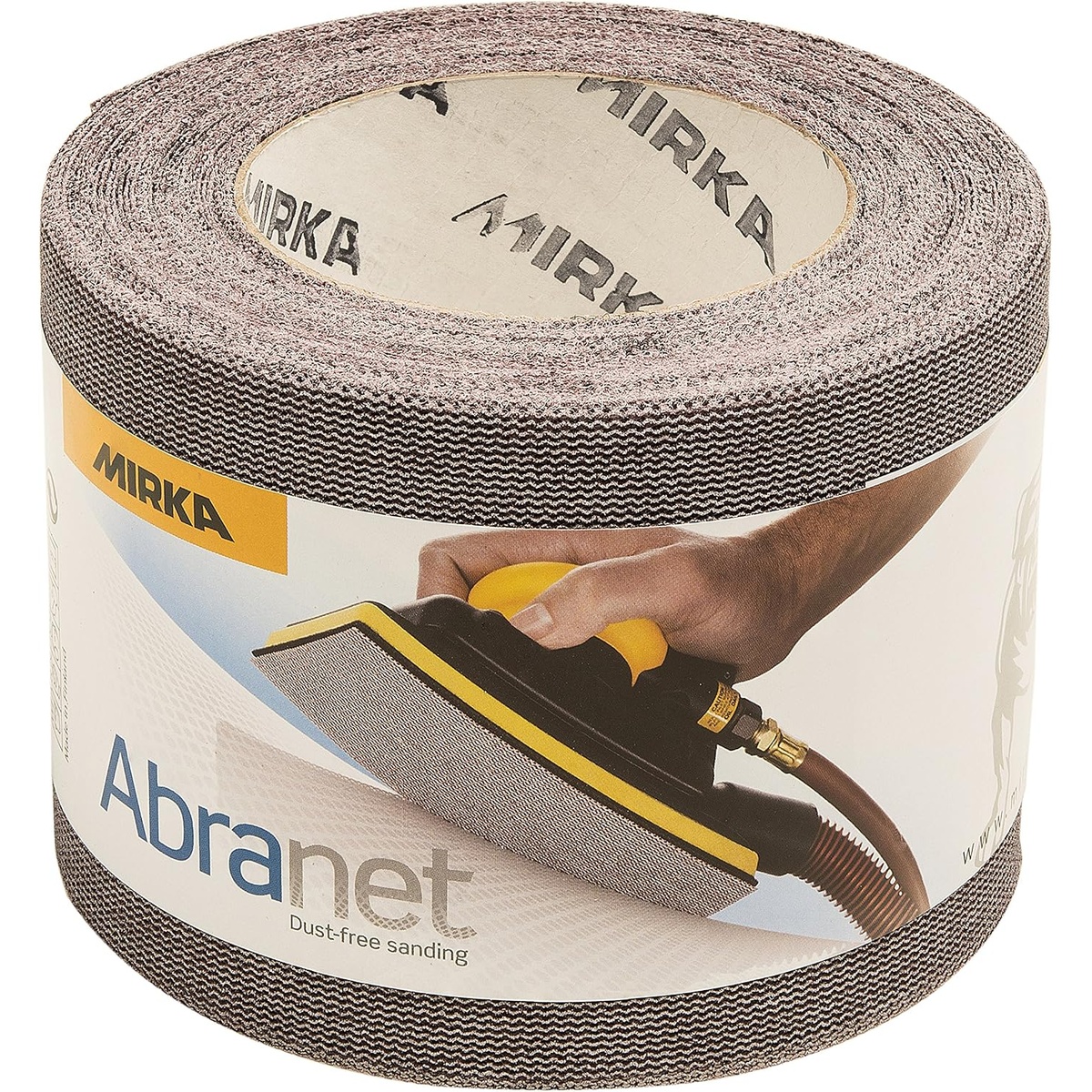 Mirka 9A-570-100 Abranet 2-3/4 inch x 10 yard mesh grip roll abrasive for dust-controlled sanding on wood, metal, and composite materials in shop and jobsite use