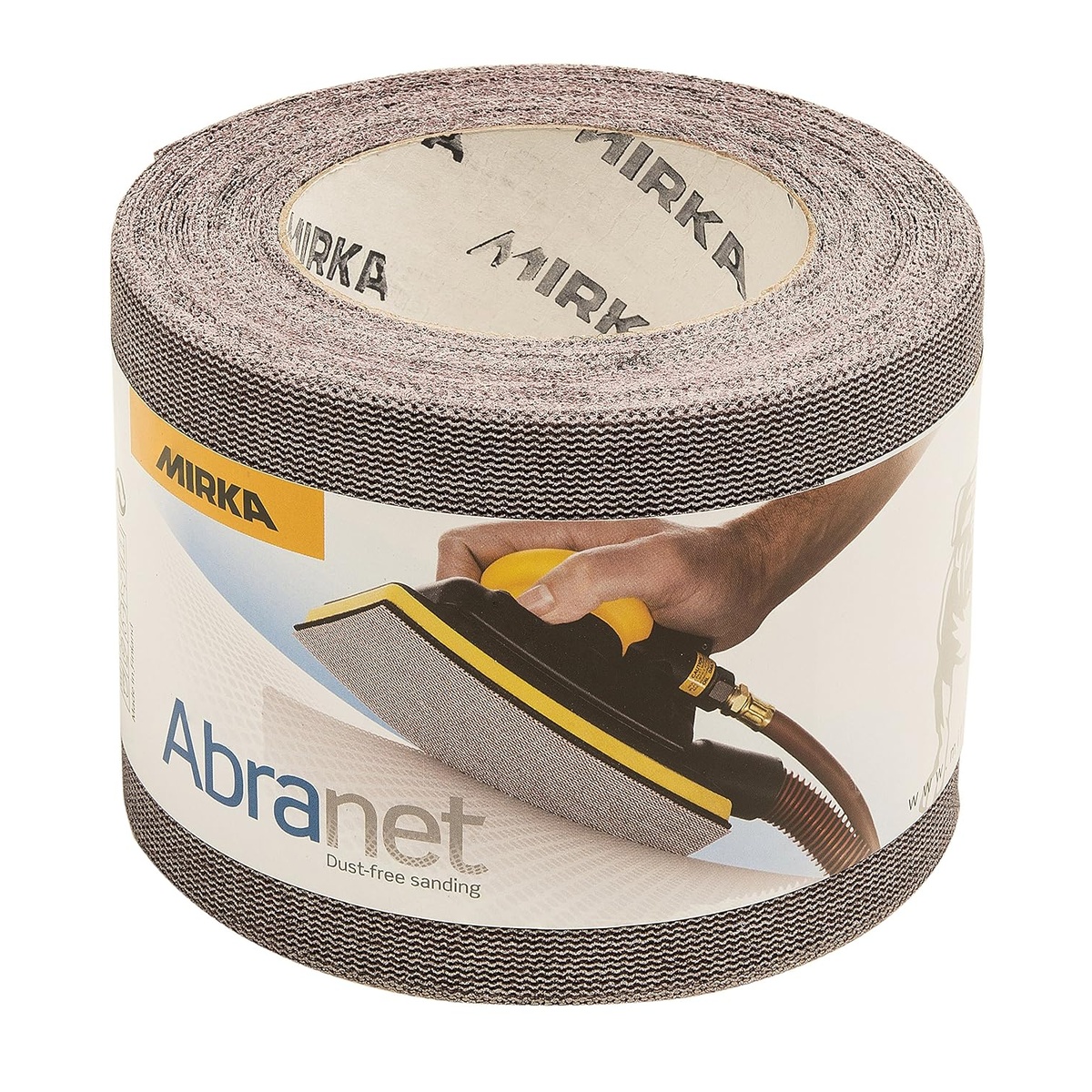 Mirka 9A-593-400 Abranet Mesh Grip Roll packaged roll of P400 mesh sanding abrasive for dry sanding in workshop finishing applications
