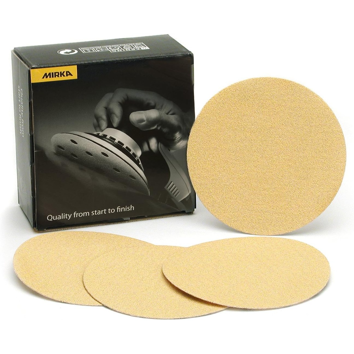 Mirka 23-341-040 Bulldog Gold Heavy Duty PSA Disc pack with 6 inch P40 sanding discs for automotive refinishing, woodworking, and metal surface preparation
