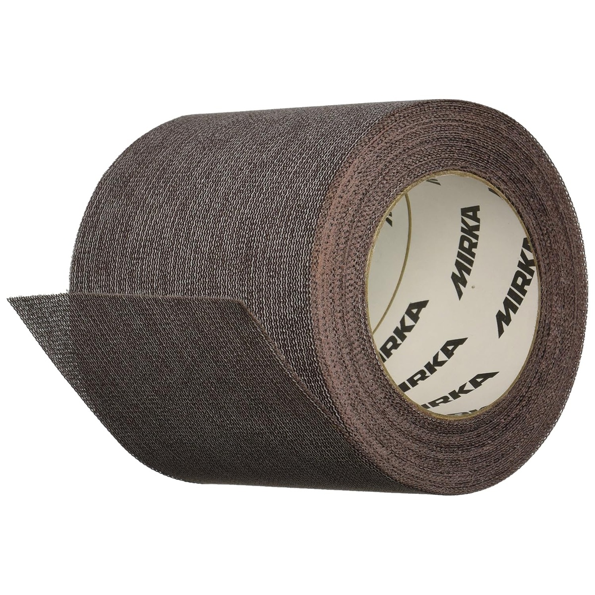 Mirka Mesh Grip Roll 4-1/2 in x 32.8 ft P120 Grit abrasive roll on a clean background for sanding and surface preparation work