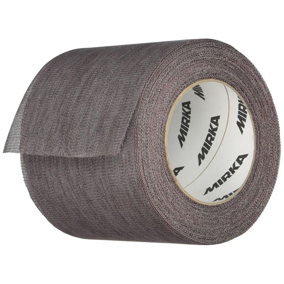 Mirka 9A-110-320 Abranet Mesh Abrasive Shop Roll 320 Grit roll on a clean background showing the open mesh abrasive material used for vacuum sanding and finish prep