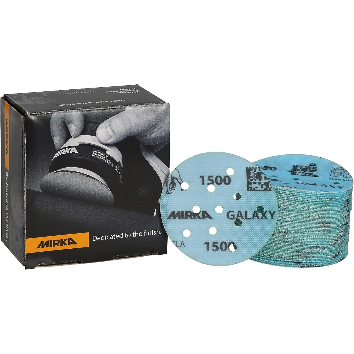 Mirka Galaxy Multifit Sandpaper 3 inch 77mm grit 1500 sanding discs pack for power sanding epoxy resin wood and metal surfaces in shop finishing work